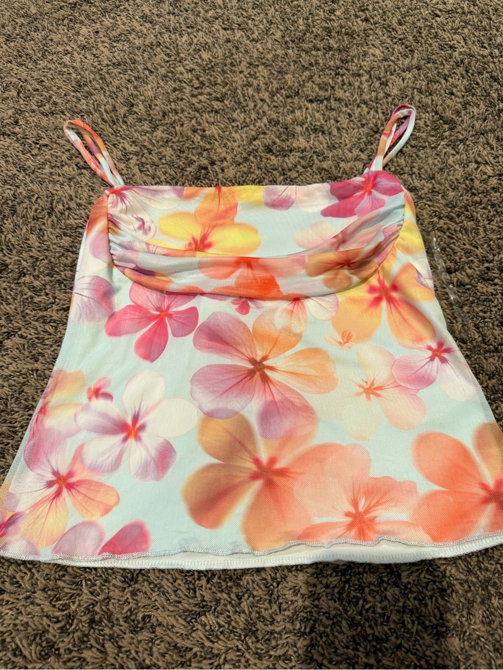 See You Monday Floral Cami Tank Top - Pink, Orange, Yellow
